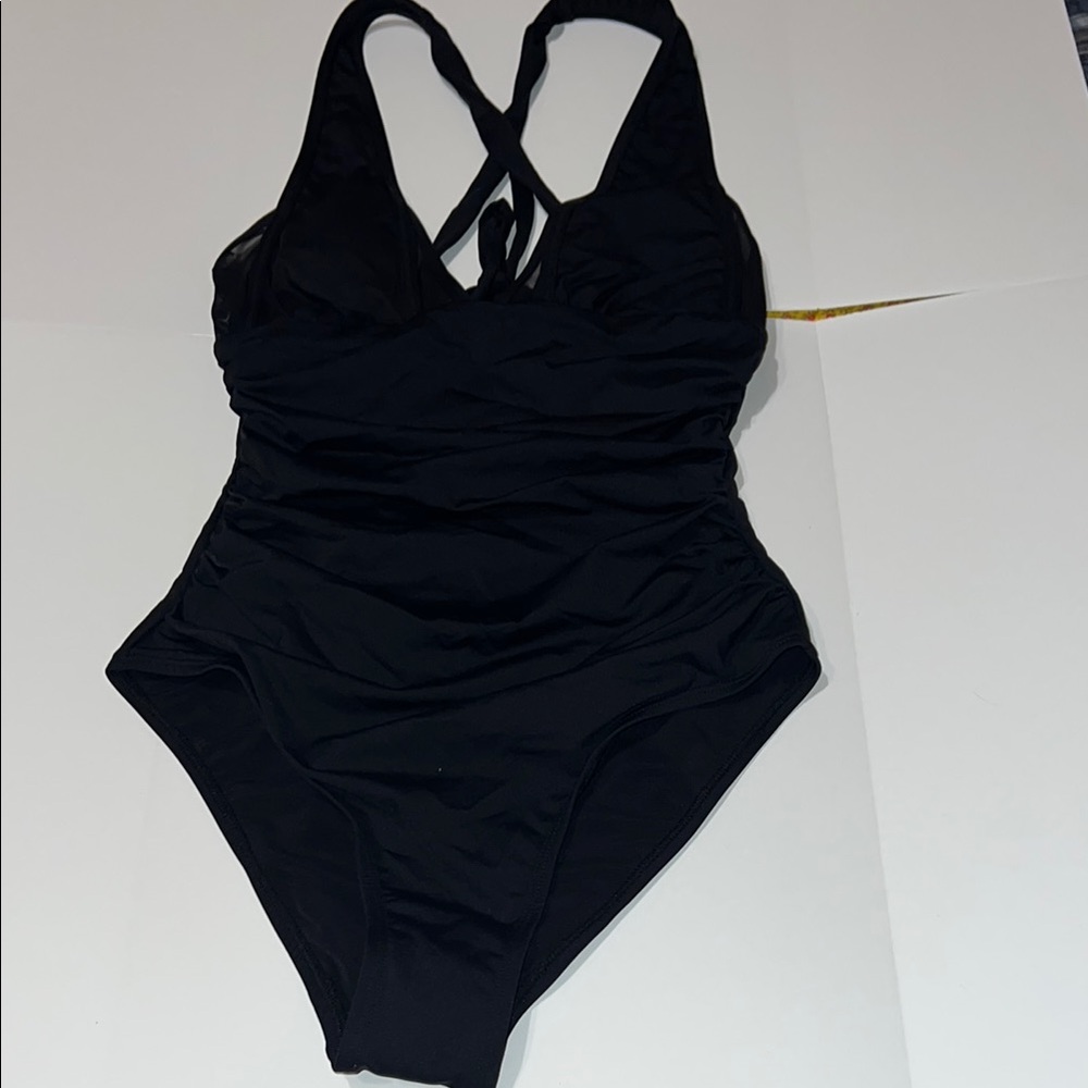 Cupshe Black One Piece Slim & Sculpt Swimsuit Halter Style